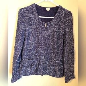 J. Crew Blue And White Jacket With Peplum Trim In Back Size Small